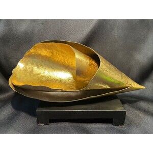 Deco Style Shell Sculpture Art Decor Gold & Black By Haverty’s 12” X 7” X 4”